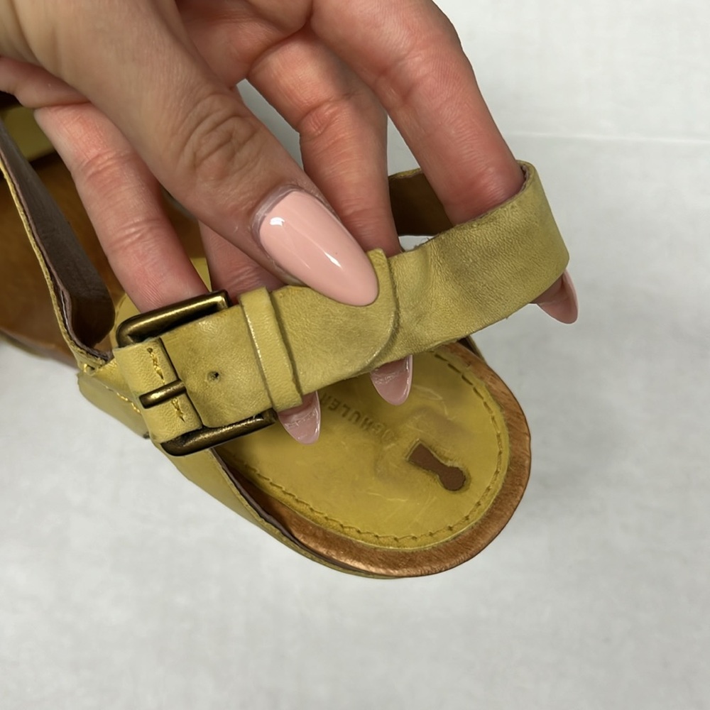 Anthropologie Schuler & Sons Yellow Wood Clog Sandal heel 8.5 Retro Cottagecore - Picture 15 of 16